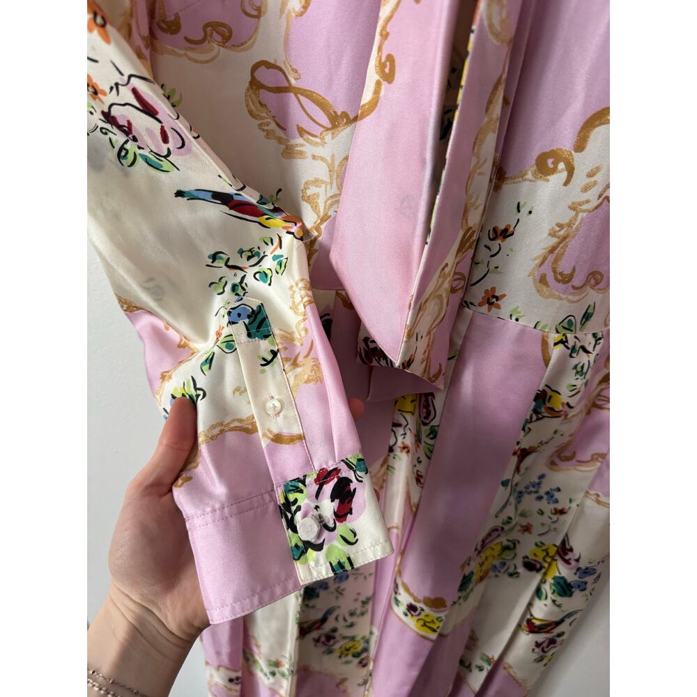 Tory Burch 10 Floral Print Tie Neck Silk Dress in Pink - Picture 7 of 11